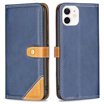 BINFEN COLOR for iPhone 12 mini  BF Leather Series-8 12 Style Stand Splicing Leather Case Double Stitching Lines Card Slots Phone Cover