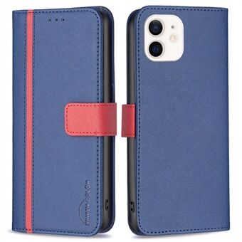 BINFEN COLOR Shockproof Phone Cover for iPhone 12 mini  BF Leather Series-9 Style 13 Phone Case Matte Splicing PU Leather Cross Texture Folio Flip Cover