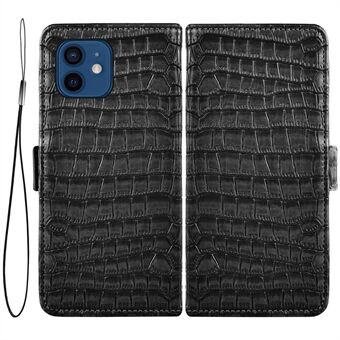 For iPhone 12 mini  Shockproof PU Leather Crocodile Texture Phone Case Wallet Stand Full Protective Cover