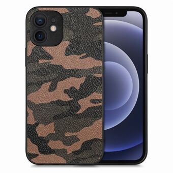 Til iPhone 12 mini 5,4 tommer camouflage telefontaske PU læder+PC+TPU Anti-drop beskyttelsescover