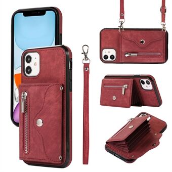 Til iPhone 12 mini 5,4 tommer RFID-blokeringskorttaske Anti-drop telefonetui Kickstand PU-læder+TPU-cover