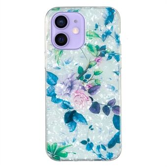 Stødsikkert etui til iPhone 12 mini 5,4 tommer Slim Phone Guard IMD Marble Flower Shell Pattern TPU Cover