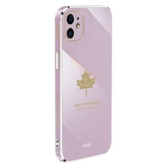 Til iPhone 12 mini 5,4 tommer Straight Edge TPU Cover 6D galvaniseret Maple Leaf telefoncover