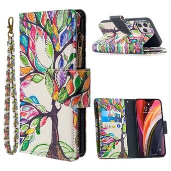 BF03 Pattern Printing Zipper Wallet Leather Phone Shell for iPhone 12 Pro/12