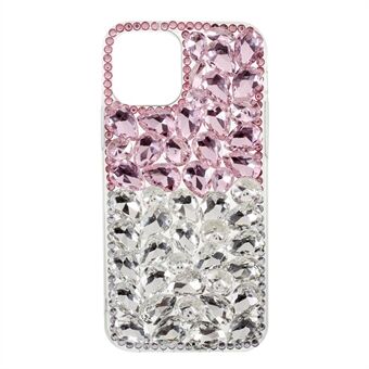 Diamond Sticking Crystal Pink + White Shell TPU Taske til iPhone 12/12 Pro