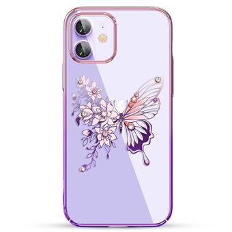 KINGXBAR Butterfly Series Luxury Authorized Swarovski Crystals Clear PC Phone Case til iPhone 12 Pro/12 - Lilla