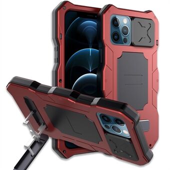 Stødsikker + faldsikker + støvtæt funktioner Metal Hybrid Protector Case + Hærdet glasfilm til iPhone 12/12 Pro