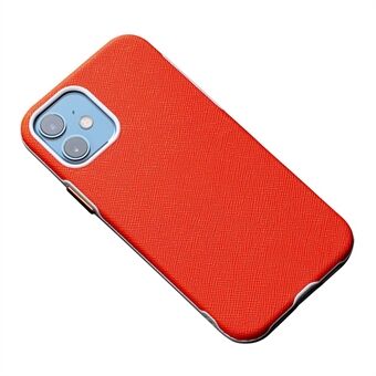 Cross Texture Design TPU-ramme PU-læderbelagt telefoncover med metalknapper til iPhone 12/12 Pro