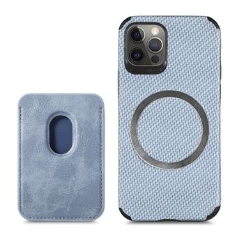 Aftagelig 2-i-1 design magnetisk absorptionskortholder Carbon Fiber Texture Lædercoated Phone Hybrid Case Cover til iPhone 12 /12 Pro 