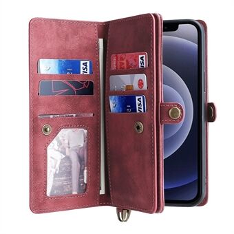 MEGSHI 021-serien stødsikker aftagelig 2-i-1 magnetisk tegnebogsdesign telefoncover med Stand til iPhone 12/12 Pro 