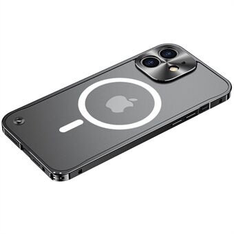 Ridsesikker mat telefoncover Hærdet glas + Metal Hybrid Transparent beskyttende telefoncover med magnetisk trådløs opladningsfunktion til iPhone 12 