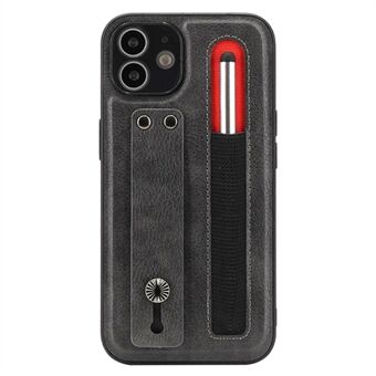 007-serien til iPhone 12  PU-læderbelagt TPU Stødsikker mod-fald håndrem Kickstand Beskyttende telefontaske med stylus
