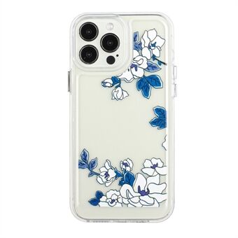 Flower Series for iPhone 12/12 Pro  2mm Thickened Stylish Flower Pattern Printed Case Acrylic+TPU Electroplated Metal Buttons Cover