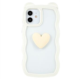 Til iPhone 12/12  Cute Heart Bear Ear Decor Aftagelig 2-i-1 PC+TPU Mobiltelefoncover Mobiltelefoncover