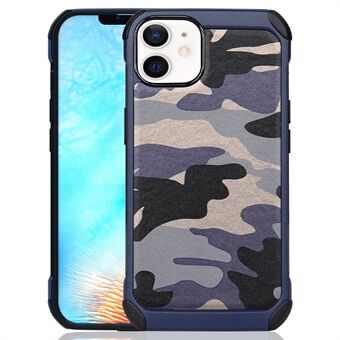 Til iPhone 12/12 Pro  stødsikker airbagdesign camouflagemønster PU læderbelagt telefon bagcover ABS+PC beskyttelsescover