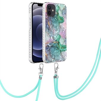 YB IMD Series-15 til iPhone 12/12 Pro  2,0 mm IMD IML Airbag TPU etui Beskyttende telefoncover med lang snor - BK007