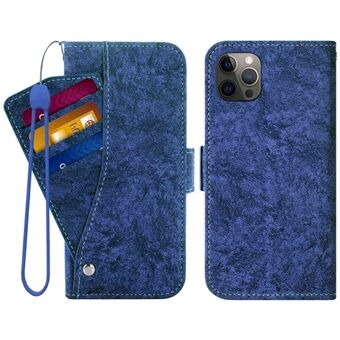 Til iPhone 12/12 Pro  Vand-blæk Maling Tekstur Stand Pung Cover PU læder Roterende kortpladser Drop-sikker telefoncover