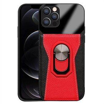 Litchi Texture Phone Case for iPhone 12 Pro / 12 , Bi-color PU Leather+Hard PC+TPU Kickstand Phone Cover Phone Shell