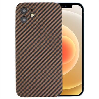 Beskyttelsescover til iPhone 12 6.1 tommer Faldsikkert præcist udskæring Carbon Fiber Texture Aramid Fiber Bagcover - Sort Guld