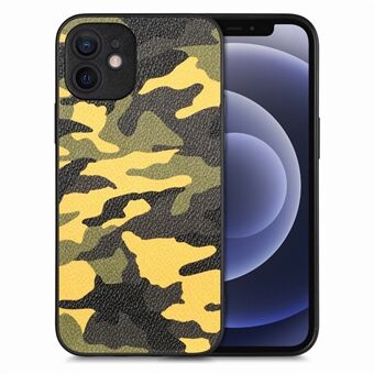 Til iPhone 12 6,1 tommer Camouflage telefontaske Præcis udskæring PU læder+PC+TPU beskyttelsescover