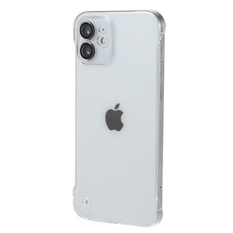 Til iPhone 12 Hard PC-telefonetui Rammeløst gennemsigtigt telefoncover med glaslinsebeskytter
