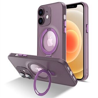 Magnetisk mat telefoncover til iPhone 12, PC+TPU glaslinsebeskytter Telefon Kickstand Cover