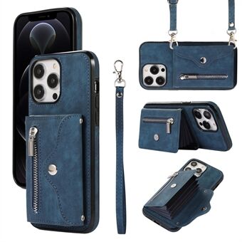 Til iPhone 12/12 Pro 6,1 tommer PU-læder+TPU-telefoncover Kickstand-cover med RFID-blokeringskorttaske