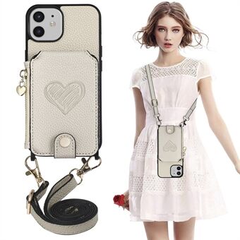Kickstand Case til iPhone 12/12 Pro 6,1 tommer lynlås tegnebog PU læder+PC+TPU telefoncover med snor