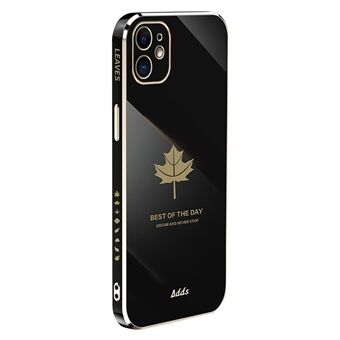 Til iPhone 12 6,1 tommer Maple Leaf Pattern TPU Cover 6D galvaniseret Straight Edge telefoncover