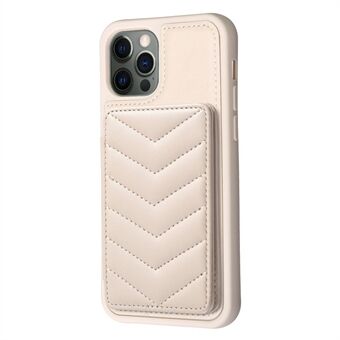 BF26 til iPhone 12/12 Pro -kortholder TPU+PU-lædertelefontaske Wave Texture Stitching Line Kickstand Telefoncover