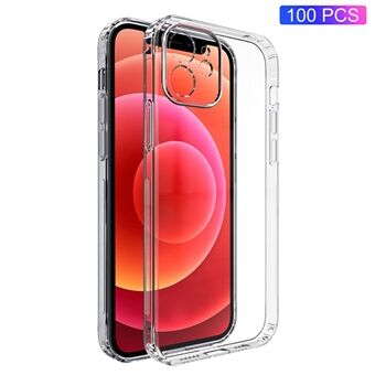 100 STK til iPhone 12 6,1 tommer HD Transparent Clear Phone Shell Anti-ridsecover Hårdt plastik telefoncover