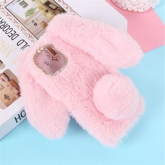 Kaninform Fluffy Fur Coated TPU Cover Shell til iPhone 12 Pro - Pink