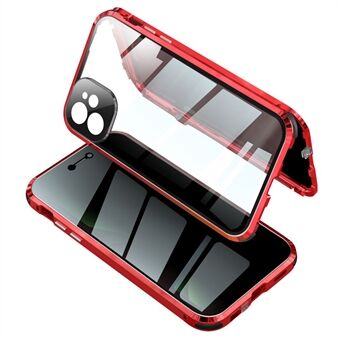 Låsinstallation Metalramme + dobbeltsidet hærdet glas + linsedæksel Anti-kig-etui til iPhone 12 Pro