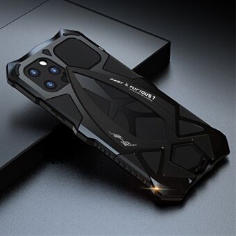 LUPHIE Sports Car Design Metal + Silikone fuld beskyttelsesdæksel med hærdet glas skærmbeskytter til iPhone 12 Pro - Sort
