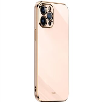XINLI for iPhone 12 Pro 6.1 inch TPU Protective Cover Precise Lens Cutout Phone Back Case with Electroplating Golden Edge