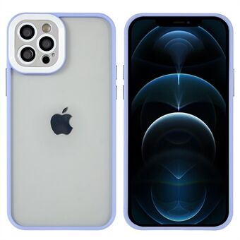 Til iPhone 12 Pro  anti-støv metalknapper Præcis udskæring TPU+PC Hybrid Case Blankt beskyttende telefoncover med glaslinsefilm