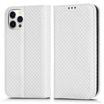 Mobiltelefoncover til iPhone 12 Pro , anti-drop PU læder telefoncover Grid Texture Magnetisk Autoabsorberet Pung Stand Telefon Shell