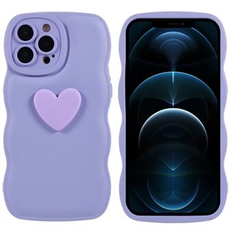 Til iPhone 12 Pro 6,1 tommer 3D Love Heart Shape Blød TPU telefoncover Wavy Edge Air Cushion Drop Protection Cover