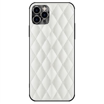 Til iPhone 12 Pro 6,1 tommer stødsikkert PU-læder+TPU-telefoncover Anti-ridse Rhombus Tekstur Stitching Decor Mobiltelefonetui