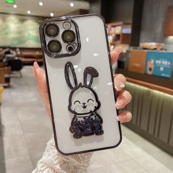 Til iPhone 12 Pro 6,1 tommer Quicksand Cute Rabbit telefontaske Klar TPU beskyttelsescover med anti-ridse baglinsefilm