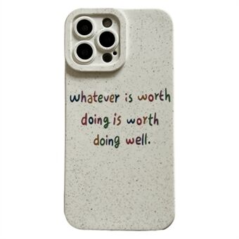 Wheat Straw Phone Case til iPhone 12 Pro 6.1 tommer, Anti-ridse Simple English Letters Nedbrydeligt Mobiltelefoncover