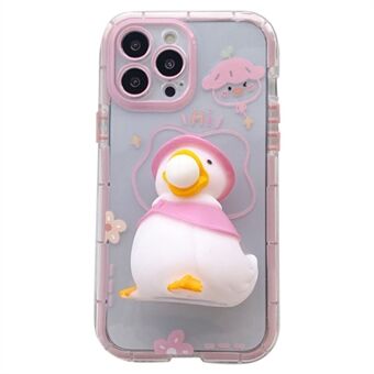 Til iPhone 12 Pro 6.1 tommer Noctilucent Luminous Soft TPU Cover 3D Squishy Duck Decor Anti-ridse telefoncover