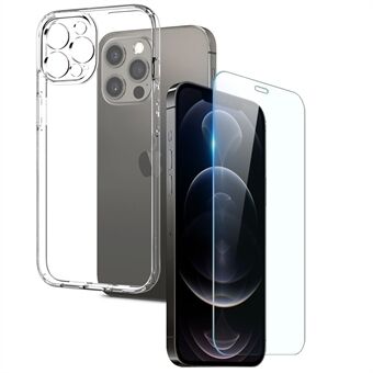 NORTHJO til iPhone 12 Pro 6,1 tommer 2-i-1 stødsikker TPU-telefoncover + Anti-ridse ultraklart skærmbeskytter af hærdet glas - gennemsigtig