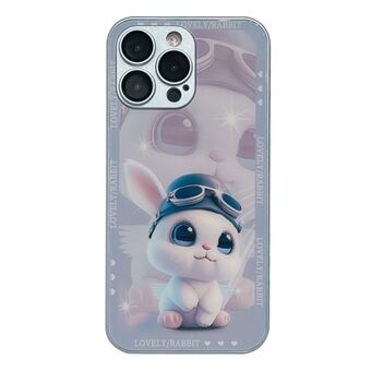 Telefoncover til iPhone 12 Pro Rabbit Pilot Mønstertryk Hærdet glas+TPU Anti-fald etui med linsefilm