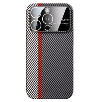 Til iPhone 12 Pro 6,1 tommer beskyttende etui Carbon Fiber Texture PC-telefonskal med glaslinsefilm