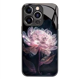 Til iPhone 12 Pro hærdet glas bagcover Epiphyllum mønster TPU bumper stødsikker telefoncover