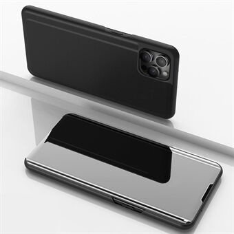 Belagt spejloverflade Flip Stand Lædercover til iPhone 12 Pro Max 