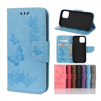 Imprint Flower Butterfly Læder Wallet Case til iPhone 12 Pro Max 