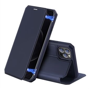 DUX DUCIS Skin X Series Single Card Slot Design Autoabsorberet blankt læder Stand til iPhone 12 Pro Max 