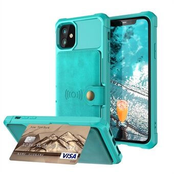 Kickstand Læderbelagt TPU Cover med kortholder [Indbygget magnetisk ark] til iPhone 12 Pro Max 